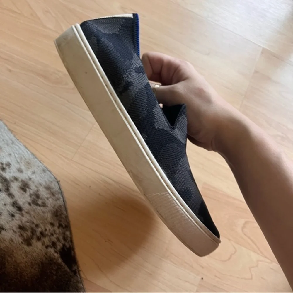 ROTHY’S Slip On Camo‎ Print Sneakers Black Grey Size 6.5
